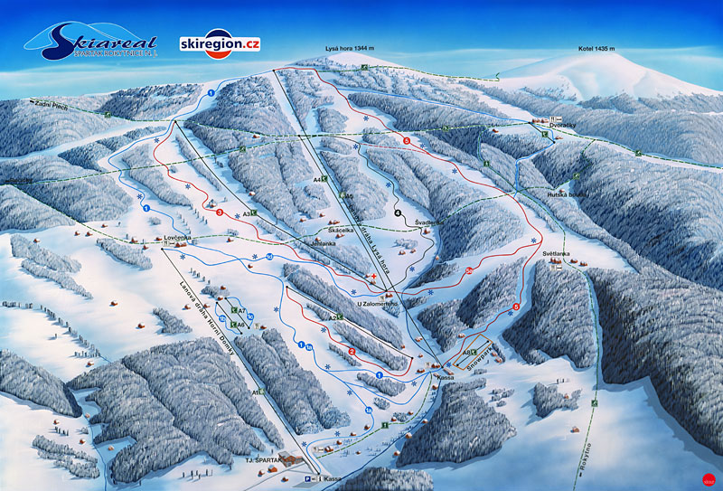 Pistenplan Rokytnice Horni Domky im Skigebiet Rokytnice n. Jizerou - ein Skigebiet in Riesengebirge
