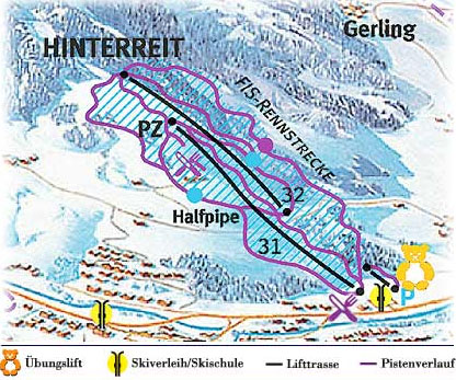 Pistenplan  im Skigebiet Saalfelden - Hinterreit - ein Skigebiet in Salzburger Land