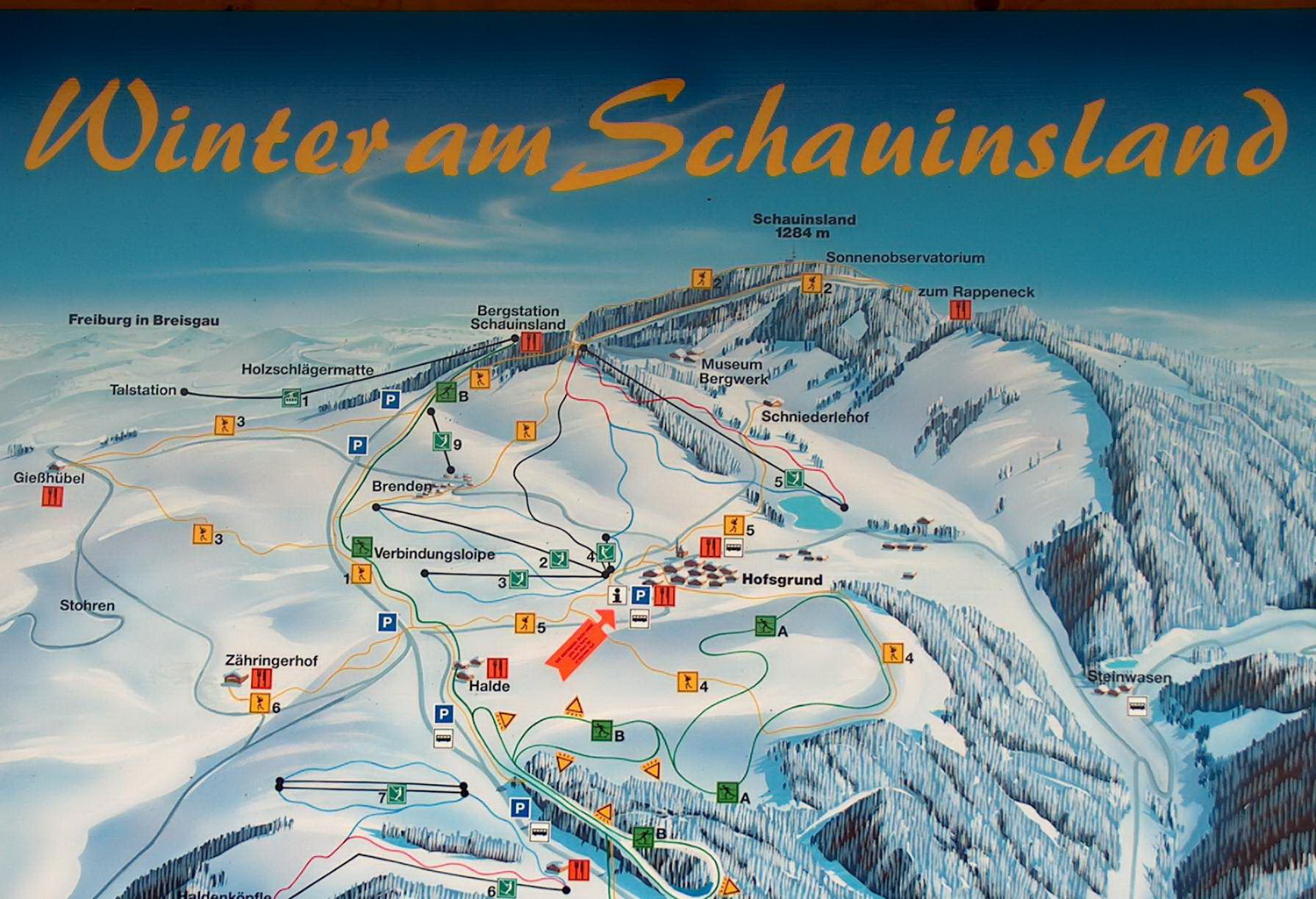 Pistenplan  im Skigebiet Hofsgrund - Schauinsland - ein Skigebiet in Schwarzwald