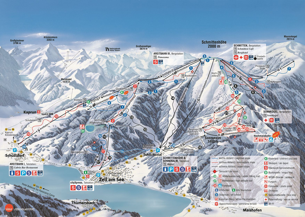 Pistenplan  im Skigebiet Schmittenhöhe - Zell am See - ein Skigebiet in Salzburger Land