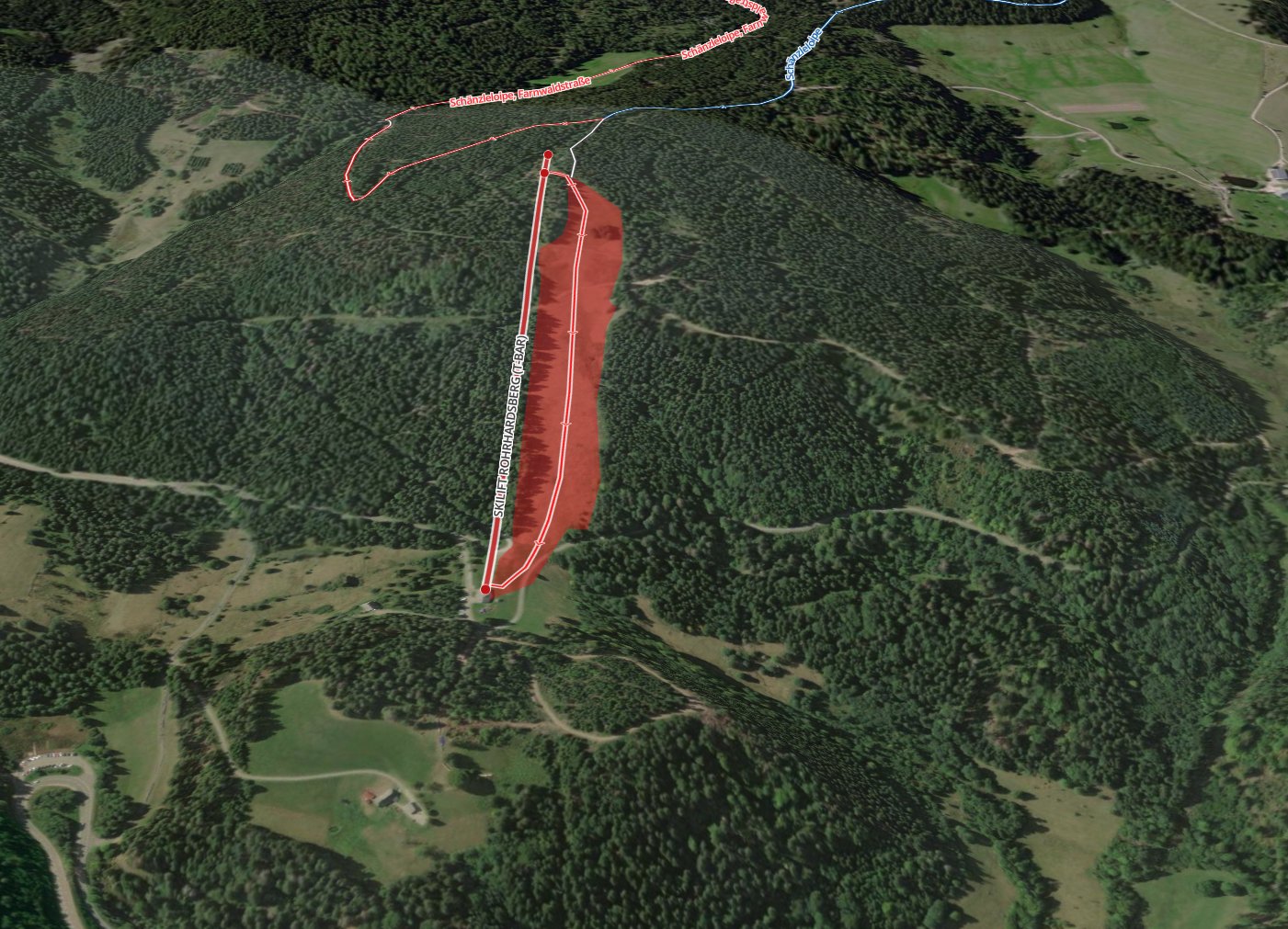 Pistenplan  im Skigebiet Schonach - Rohrhardsberg - ein Skigebiet in Schwarzwald