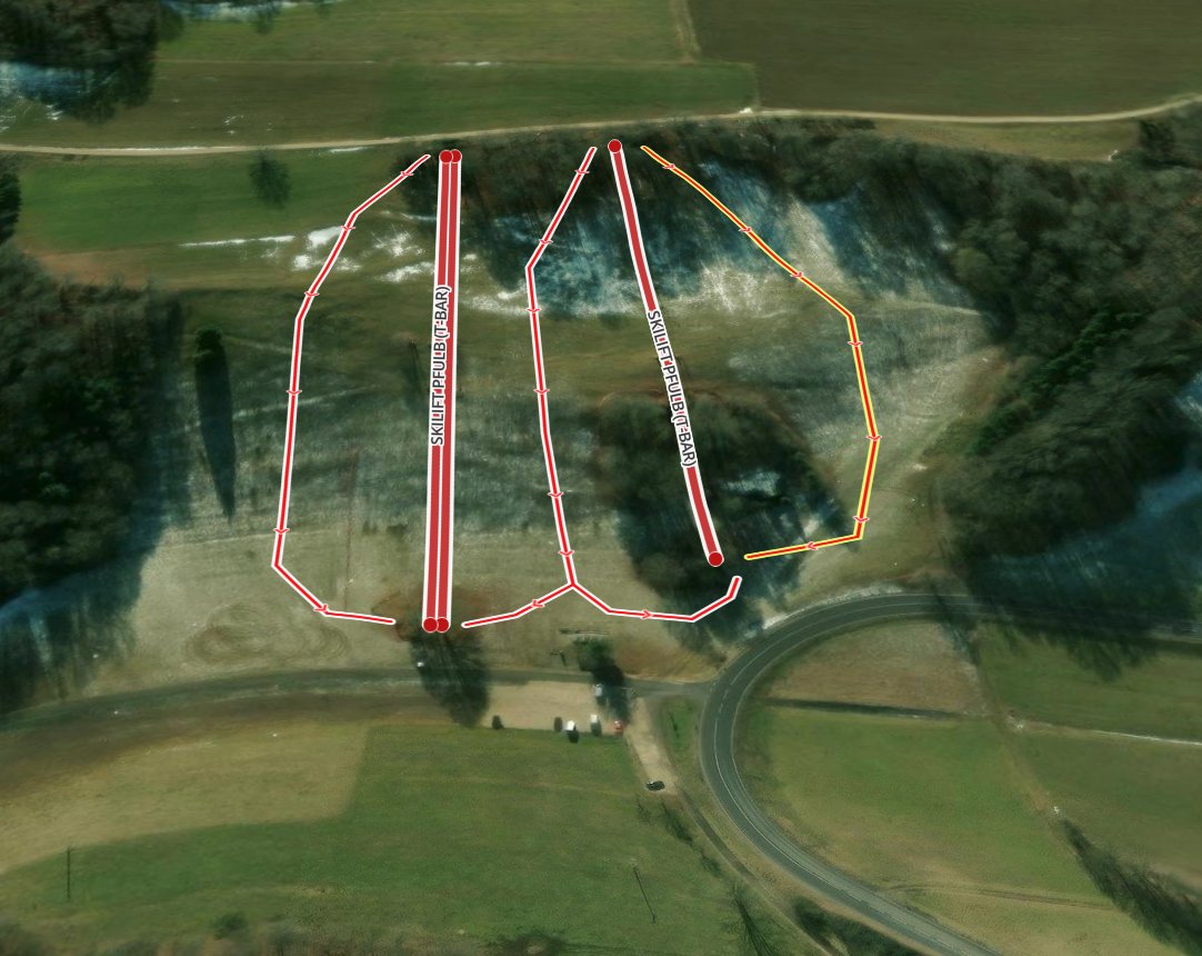 Pistenplan  im Skigebiet Schopfloch - Pfulb - ein Skigebiet in Schwäbische Alb