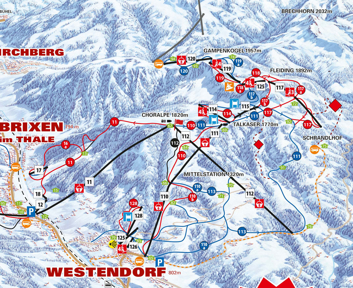 Pistenplan Skiwelt im Skigebiet Söll - ein Skigebiet in Tirol