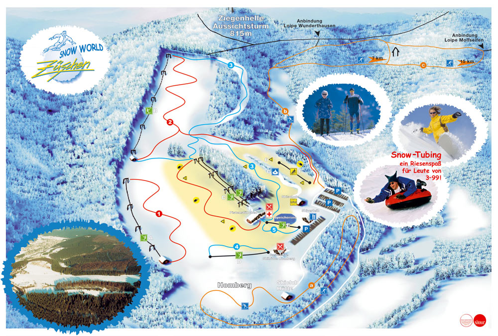 Pistenplan  im Skigebiet Snow World Züschen - ein Skigebiet in Sauerland