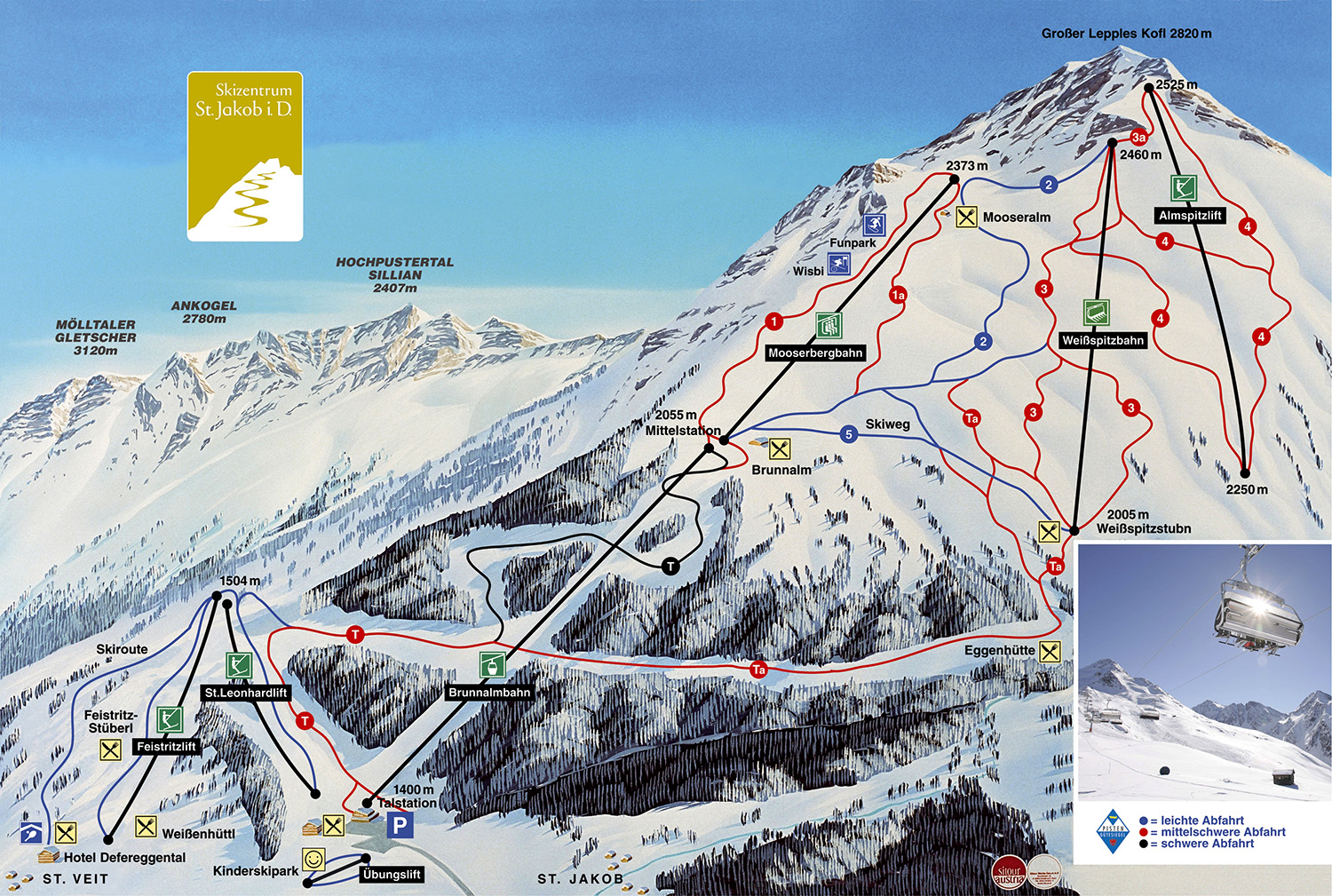 Pistenplan  im Skigebiet St. Jakob im Defereggental - ein Skigebiet in Tirol