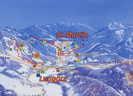 Pistenplan  im Skigebiet St. Martin - ein Skigebiet in Salzburger Land