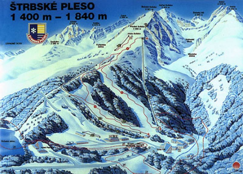 Pistenplan  im Skigebiet Strbske Pleso - ein Skigebiet in Hohe Tatra