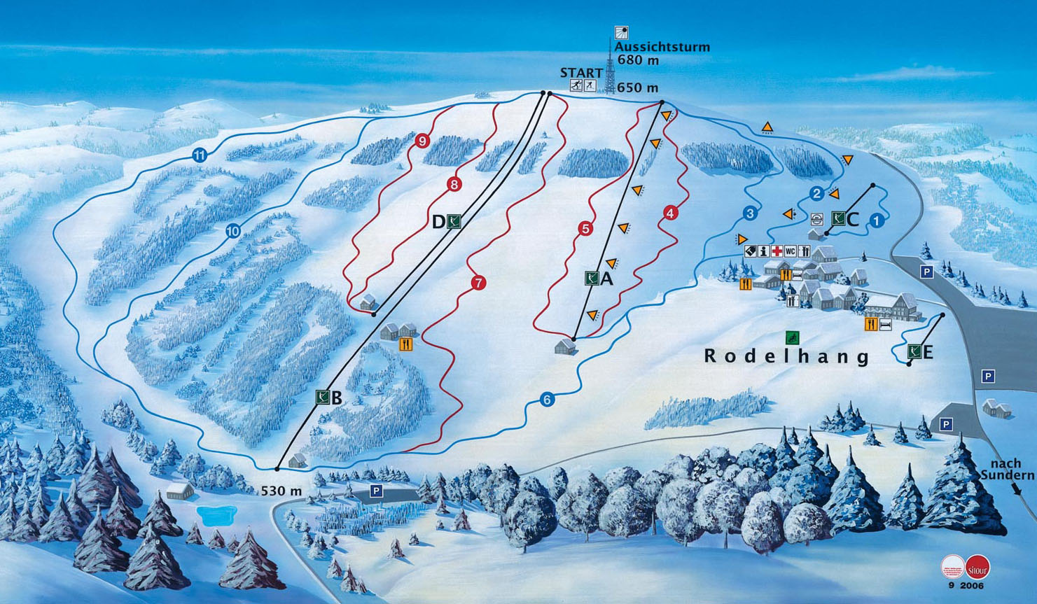 Pistenplan  im Skigebiet Sundern - Wilde Wiese - ein Skigebiet in Sauerland