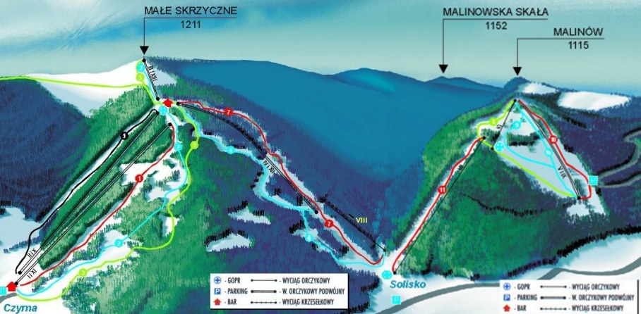 Pistenplan Szczyrk alles im Skigebiet Szczyrk - ein Skigebiet in Beskiden
