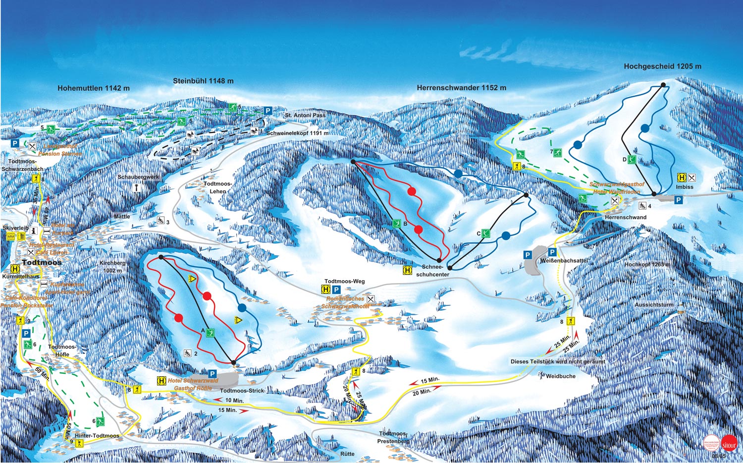 Pistenplan  im Skigebiet Todtmoos - ein Skigebiet in Schwarzwald