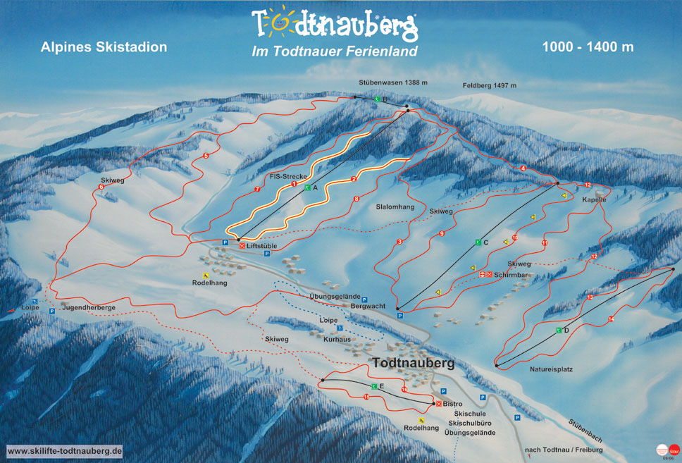 Pistenplan  im Skigebiet Todtnauberg - ein Skigebiet in Schwarzwald