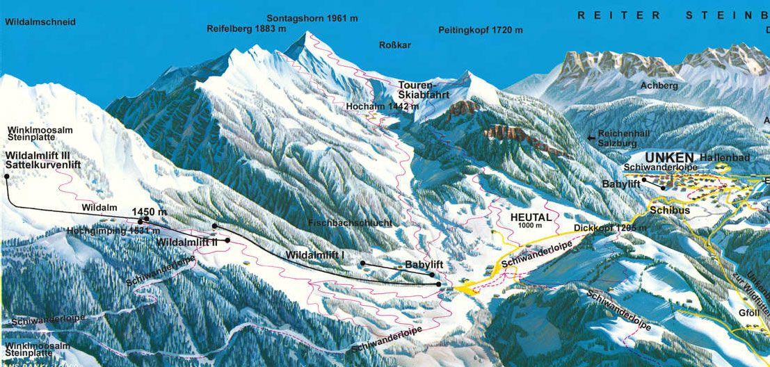 Pistenplan  im Skigebiet Unken - Heutal - ein Skigebiet in Salzburger Land
