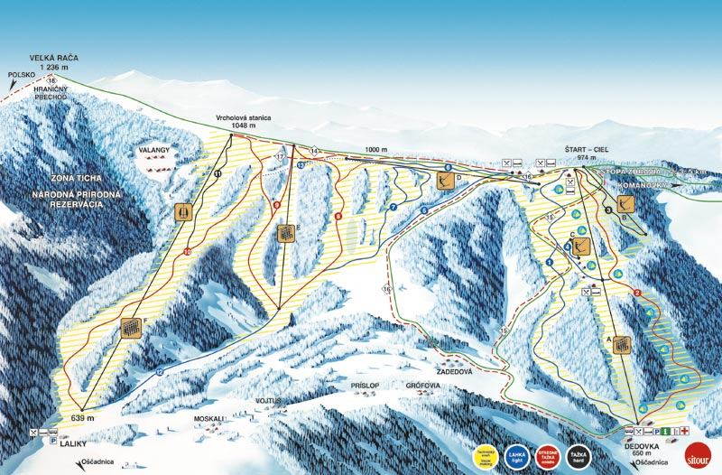 Pistenplan  im Skigebiet Velka Raca - ein Skigebiet in Kleine Fatra