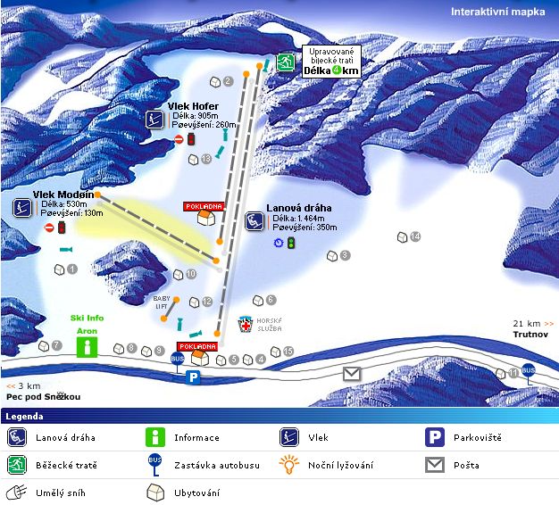 Pistenplan  im Skigebiet Velka Upa - ein Skigebiet in Riesengebirge