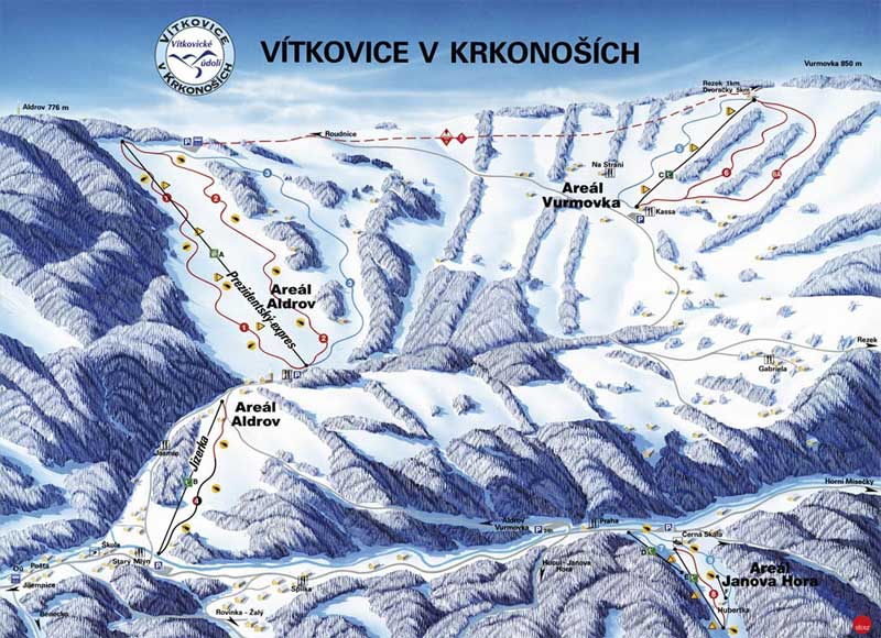 Pistenplan  im Skigebiet Vitkovice - ein Skigebiet in Riesengebirge