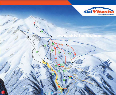 Pistenplan  im Skigebiet Vitosha - ein Skigebiet in Vitosha