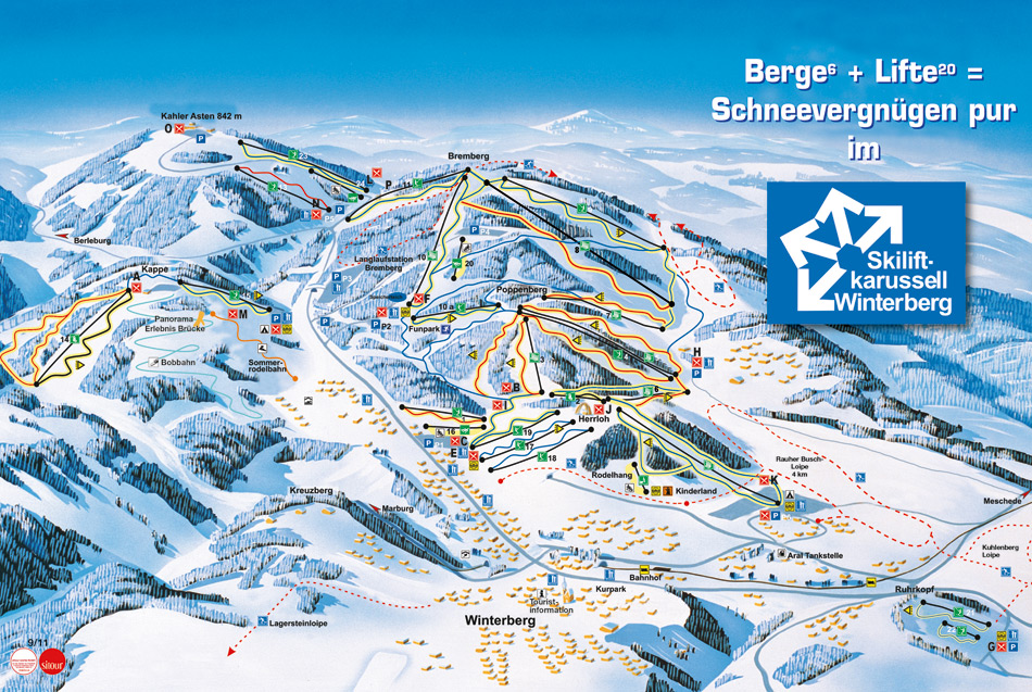 Pistenplan  im Skigebiet Winterberg - ein Skigebiet in Sauerland
