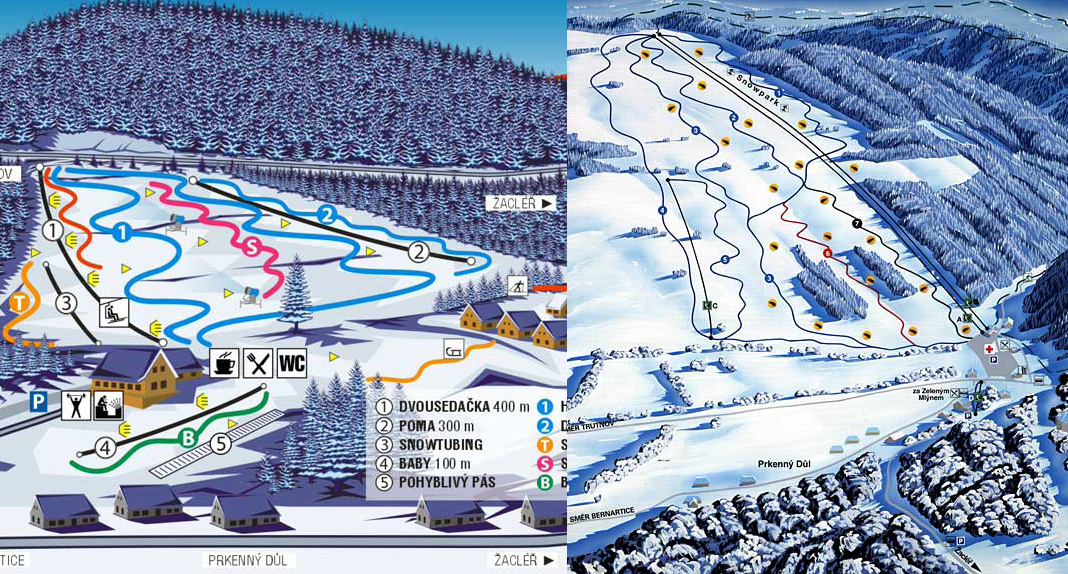 Pistenplan  im Skigebiet Zacler - ein Skigebiet in Riesengebirge