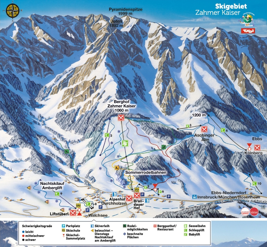 Pistenplan  im Skigebiet Walchsee - Zahmer Kaiser - ein Skigebiet in Tirol