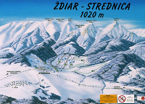 Pistenplan  im Skigebiet Zdiar - ein Skigebiet in Hohe Tatra