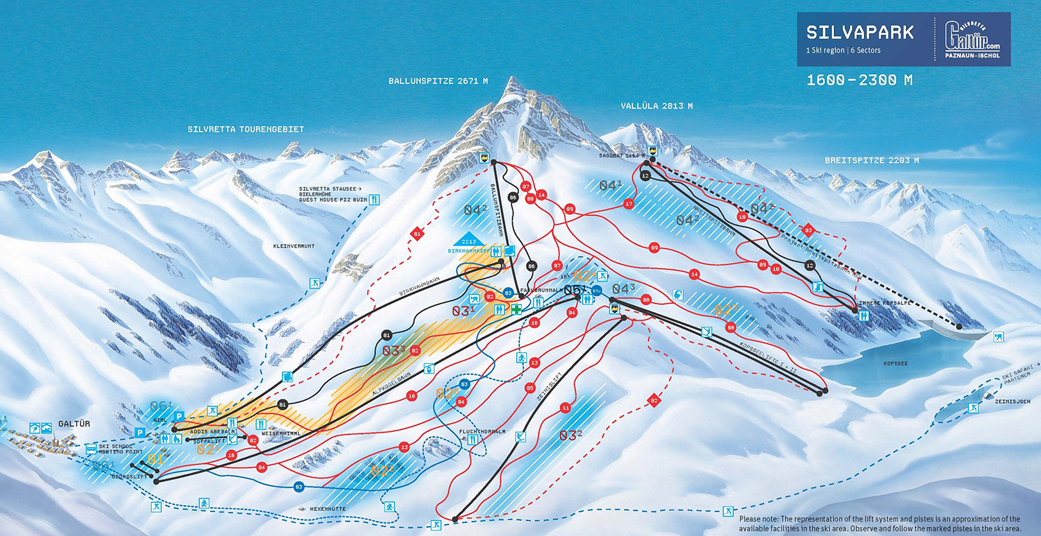 Skigebiet Galtür Tirol Österreich - Webcams, Schneehöhen, Pistenplan