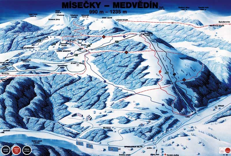 Skigebiet Spindlermühle Riesengebirge Tschechien - Webcams, Schneehöhen