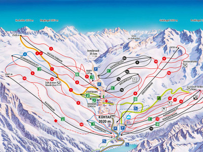 Pistenplan  im Skigebiet Kühtai - ein Skigebiet in Tirol