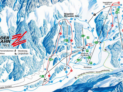 Pistenplan  im Skigebiet Ehrwalder Alm - ein Skigebiet in Tirol