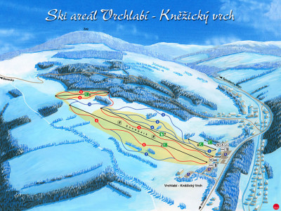 Pistenplan Knezicky vrch im Skigebiet Vrchlabi - ein Skigebiet in Riesengebirge