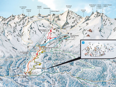 Pistenplan  im Skigebiet Imst - ein Skigebiet in Tirol