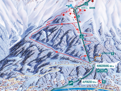 Pistenplan  im Skigebiet Innsbruck - Nordkette - ein Skigebiet in Tirol