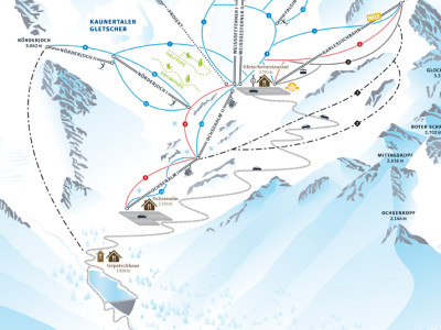 Pistenplan  im Skigebiet Kaunertaler Gletscher - ein Skigebiet in Tirol