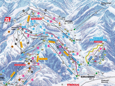 Pistenplan Kitzbühel rechts im Skigebiet Kitzbühel - ein Skigebiet in Tirol
