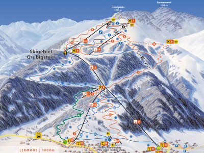 Pistenplan  im Skigebiet Lermoos - Grubigstein - ein Skigebiet in Tirol