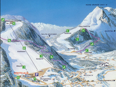 Pistenplan  im Skigebiet Leutasch - Kreithlift - ein Skigebiet in Tirol