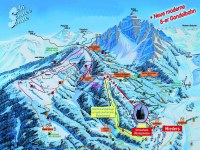 Pistenplan  im Skigebiet Mieders - Serles - ein Skigebiet in Tirol
