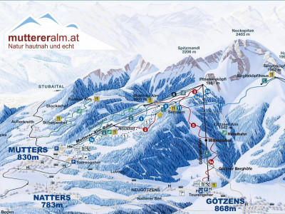 Pistenplan  im Skigebiet Mutters - Götzens (Mutterer Alm) - ein Skigebiet in Tirol