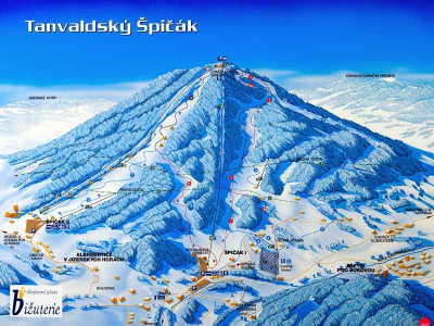 Pistenplan  im Skigebiet Tanvaldsky Spicak - ein Skigebiet in Isergebirge