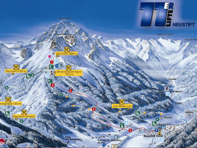 Pistenplan  im Skigebiet Neustift - Elferlifte - ein Skigebiet in Tirol