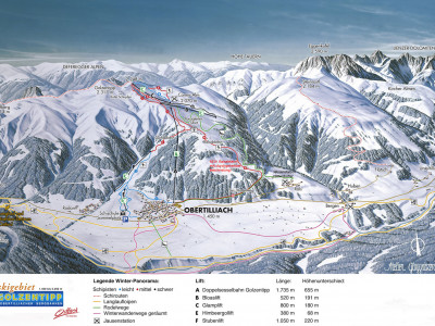 Pistenplan  im Skigebiet Obertilliach - Golzentipp - ein Skigebiet in Tirol
