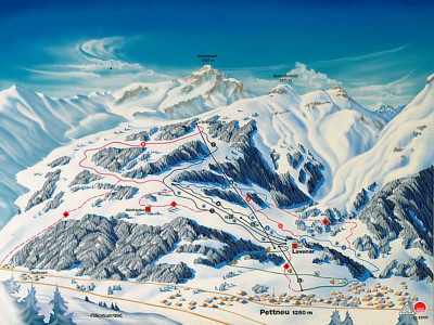 Pistenplan  im Skigebiet Pettneu - ein Skigebiet in Tirol