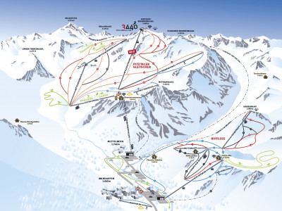 Pistenplan  im Skigebiet Pitztaler Gletscher - ein Skigebiet in Tirol
