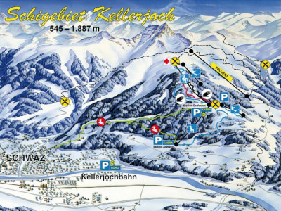 Pistenplan  im Skigebiet Schwaz - Kellerjoch - ein Skigebiet in Tirol