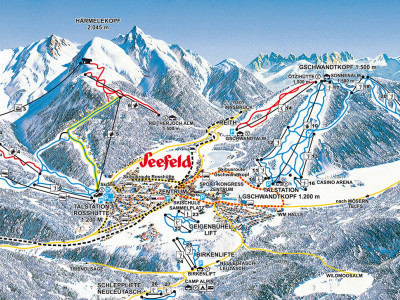Pistenplan  im Skigebiet Seefeld - Gschwandtkopf - ein Skigebiet in Tirol