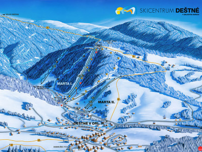 Pistenplan  im Skigebiet Destne v O.h. - ein Skigebiet in Adlergebirge
