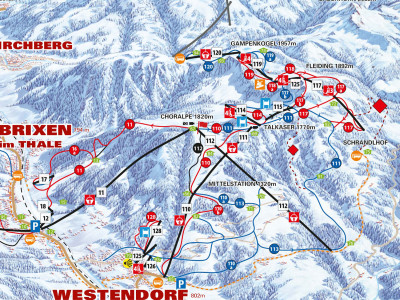 Pistenplan Skiwelt im Skigebiet Ellmau - ein Skigebiet in Tirol