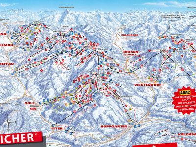 Pistenplan Skiwelt im Skigebiet Ellmau - ein Skigebiet in Tirol