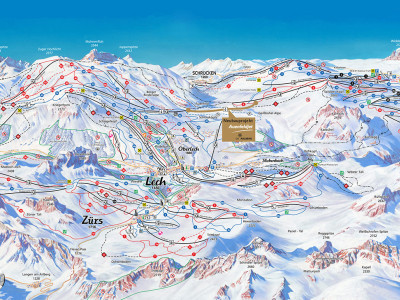 Pistenplan Lech, Zürs, Warth, Schröcken im Skigebiet St. Anton - Arlberg - ein Skigebiet in Tirol