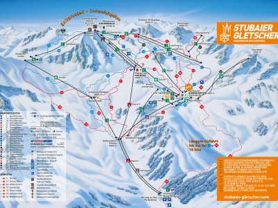 Pistenplan  im Skigebiet Stubaier Gletscher - ein Skigebiet in Tirol