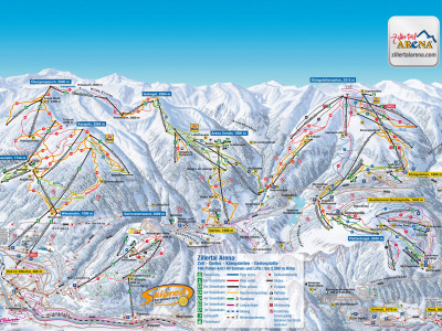 Pistenplan  im Skigebiet Zillertal Arena - ein Skigebiet in Tirol